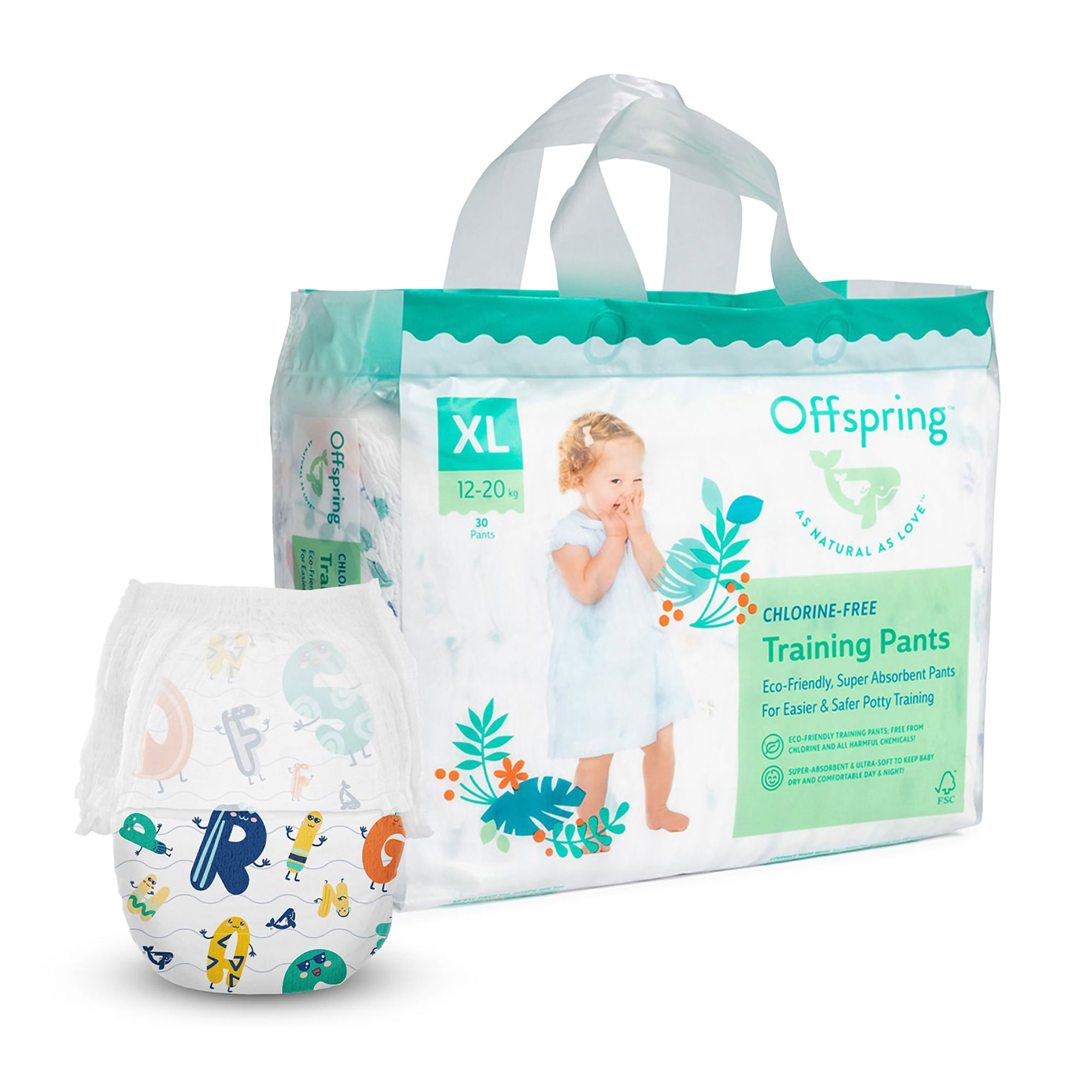 Підгузки-трусики Offspring ABC Dance, розмір XL (12-20 кг), 30 шт