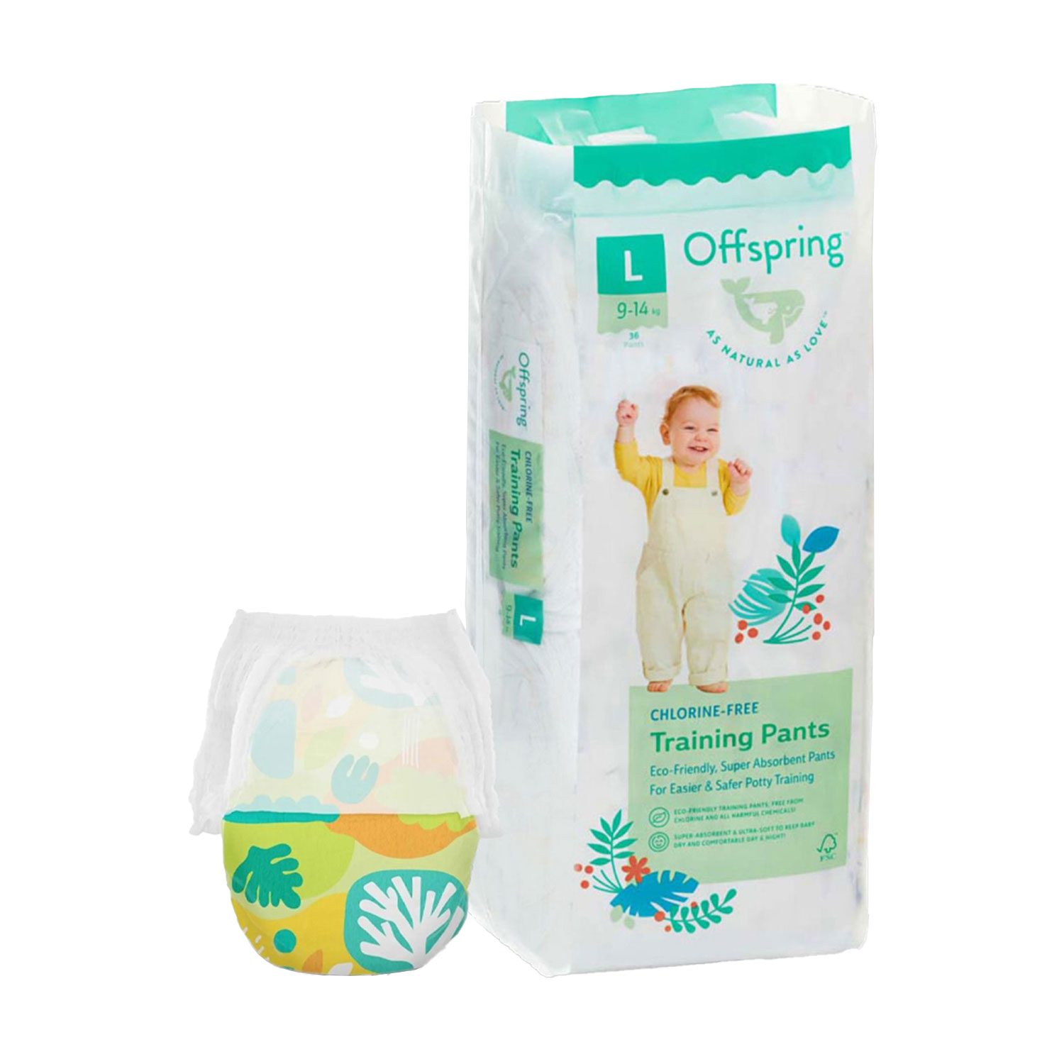 Підгузки-трусики Offspring Forestia розмір L (9-14 кг), 36 шт