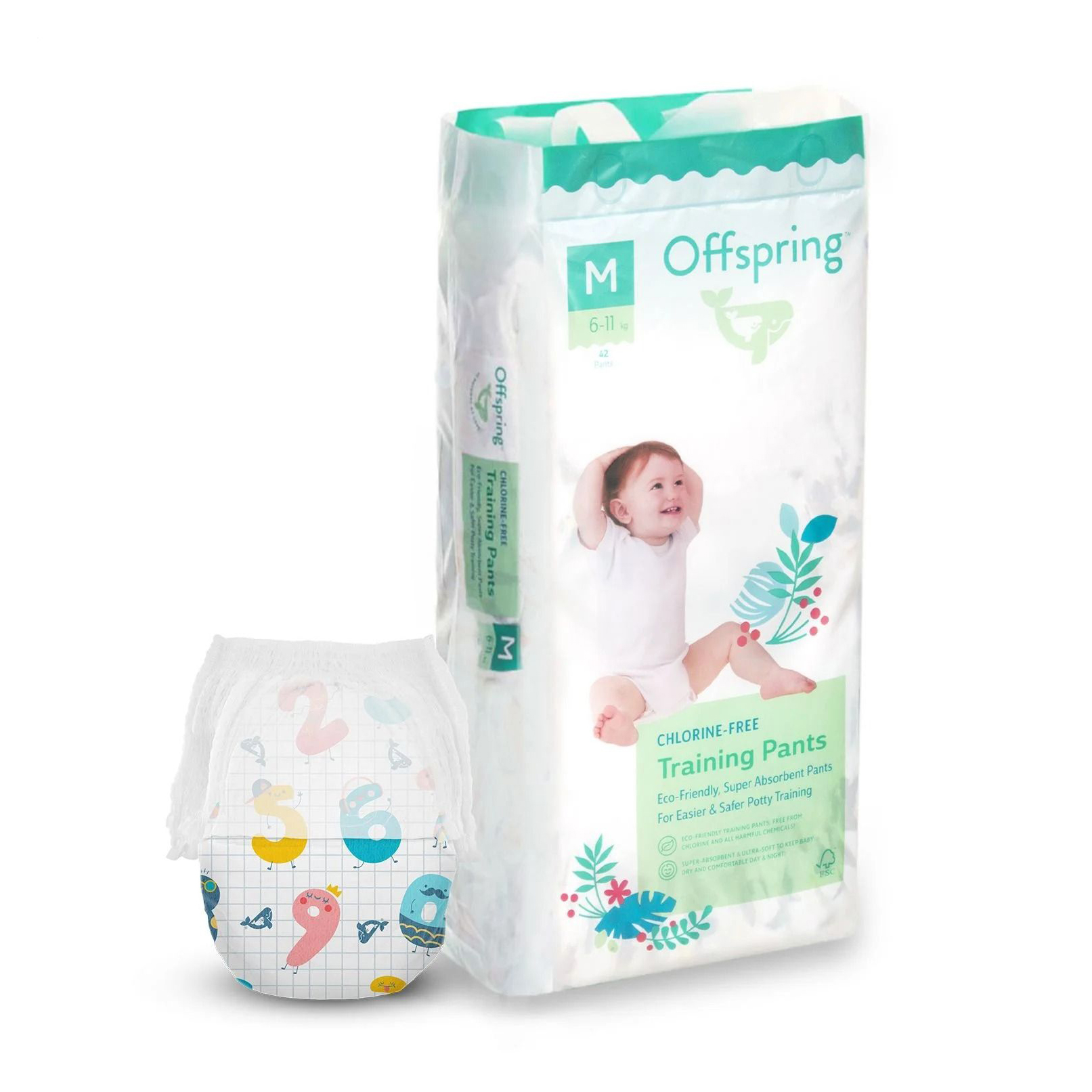 Підгузки-трусики Offspring Fun Figures, розмір M (6-11 кг), 42 шт